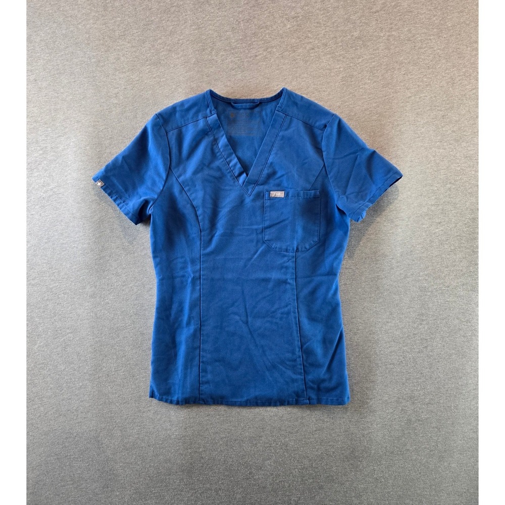 FIGS Catarina Scrub Top Women XXS Royal Blue One Pocket V-Neck FIONx Technical